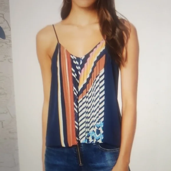 Ramy Brook Monique Print Pleated Cami Size L - Picture 1 of 5